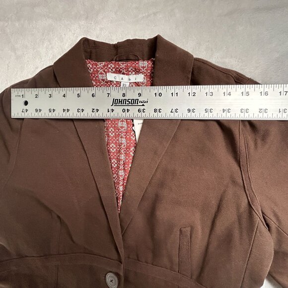 CAbi 525 Womens Brown One-Button Blazer Jacket Size 10 Red Patterned Lining New - Picture 7 of 10